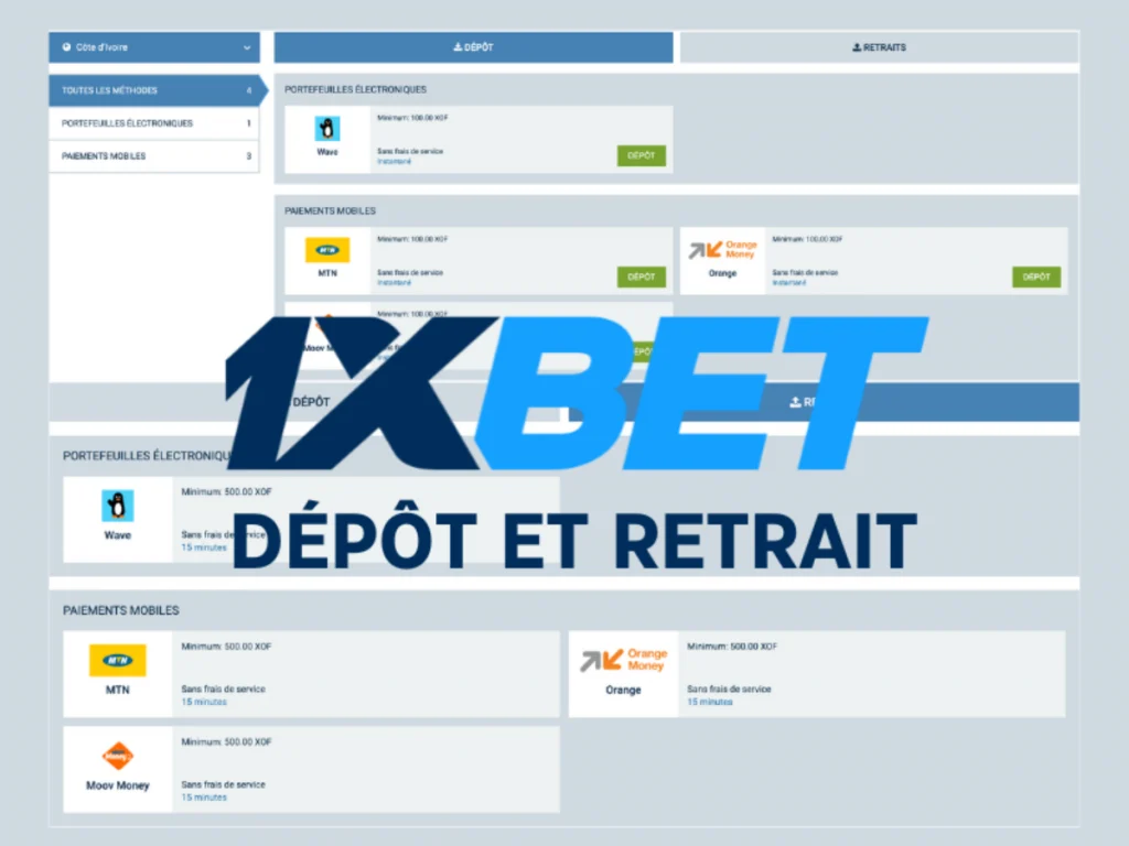 comment retirer de l'argent sur 1xbet